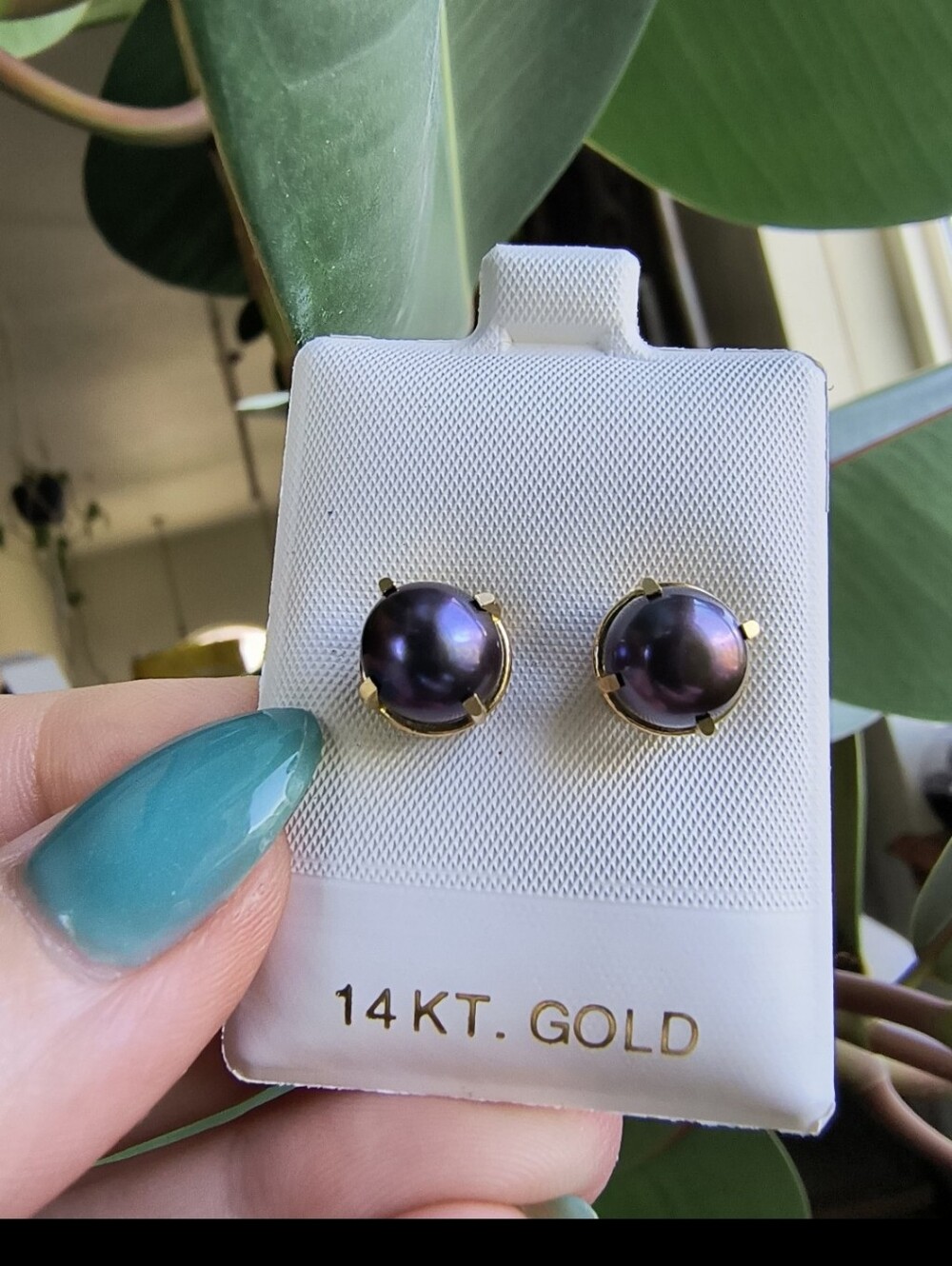 Solid 14k peacock pearl stud earrings new old stock. Stamped 14k. Backs are not